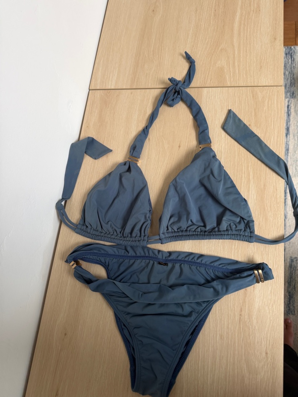 Classic Triangle Bikini Set in Slate Blue